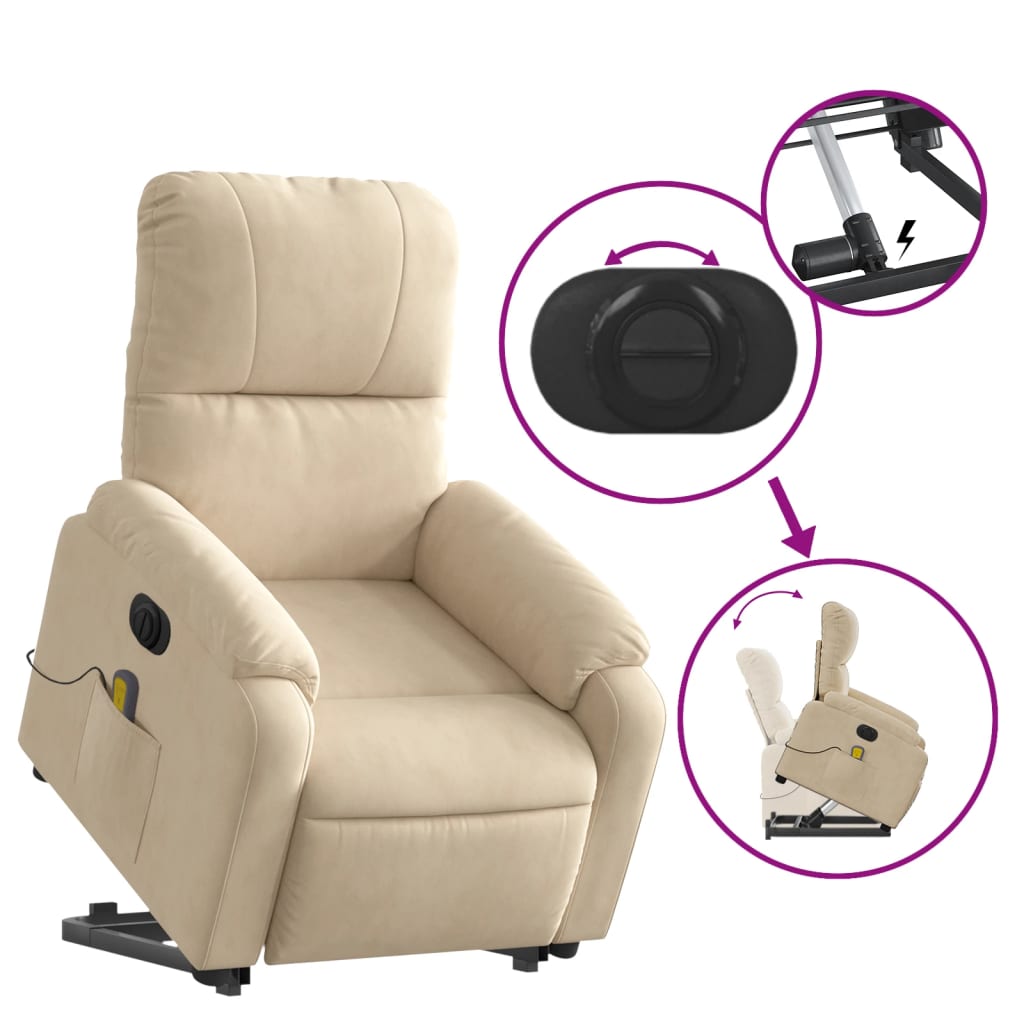 Fauteuil de massage debout, tissu microfibre réglable électriquement