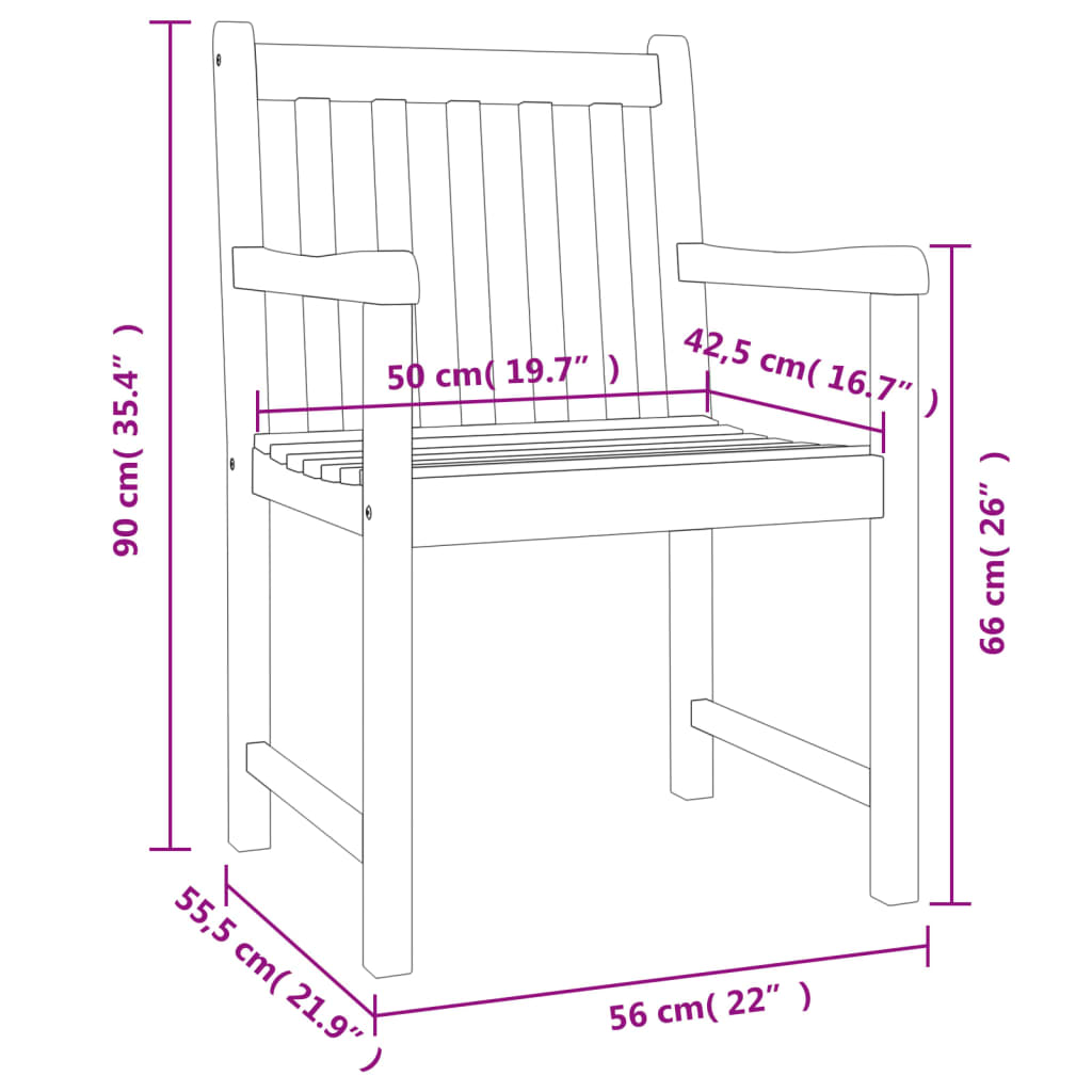 Chaises de jardin 8 pcs 56x55,5x90 cm bois d'acacia massif