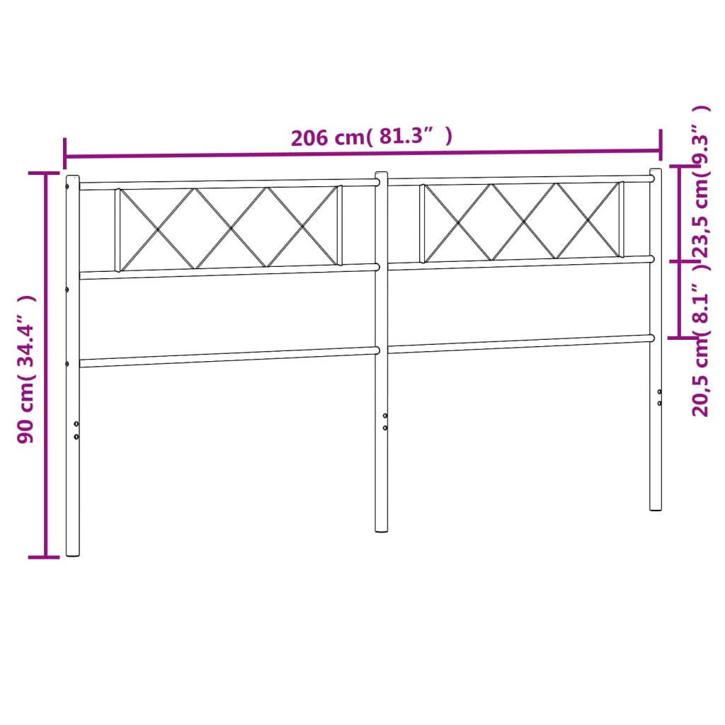 Tête de lit 200 cm en métal