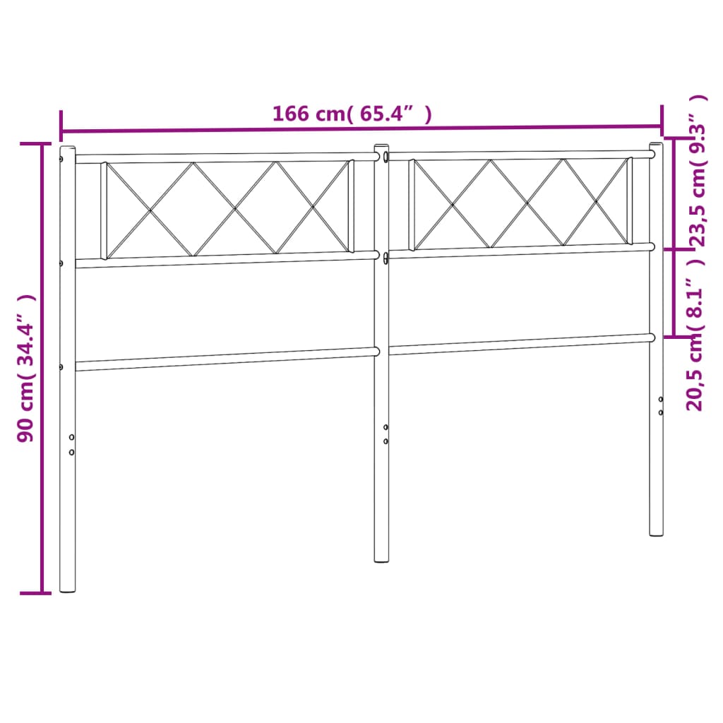 Hoofdbord 200 cm metaal