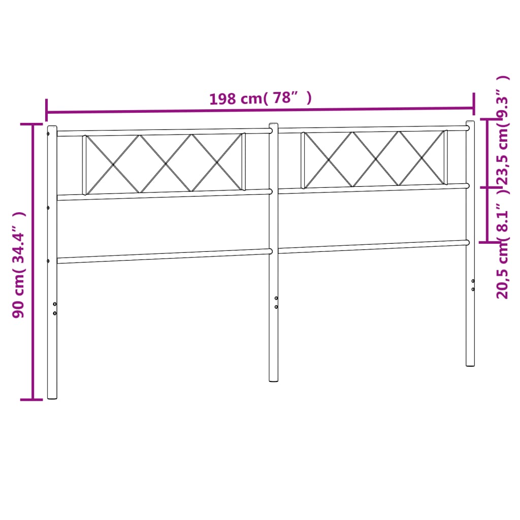 Tête de lit 200 cm en métal