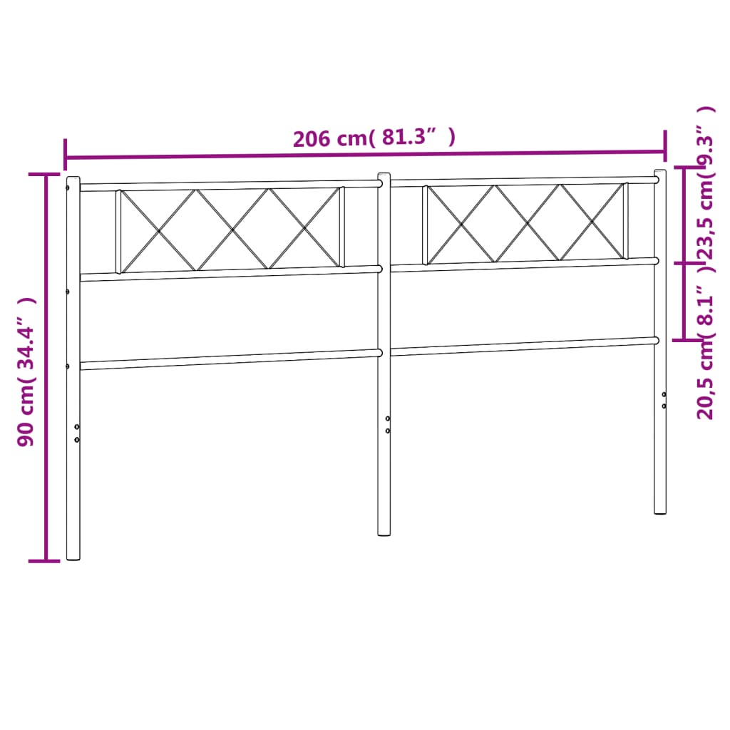 Hoofdbord 200 cm metaal