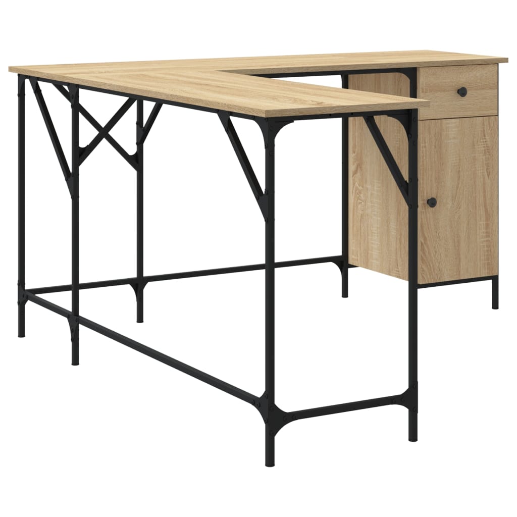 Bureau 141x141x75 cm bewerkt hout