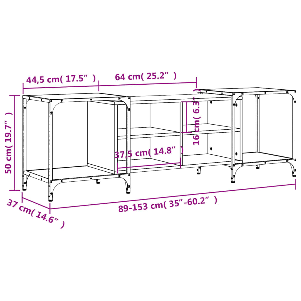 Meuble TV 153x37x50 cm en bois travaillé