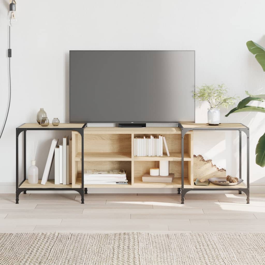 Meuble TV 153x37x50 cm en bois travaillé