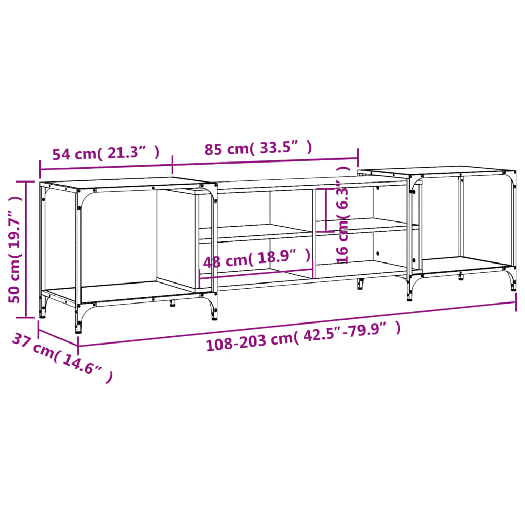 Meuble TV 153x37x50 cm en bois travaillé