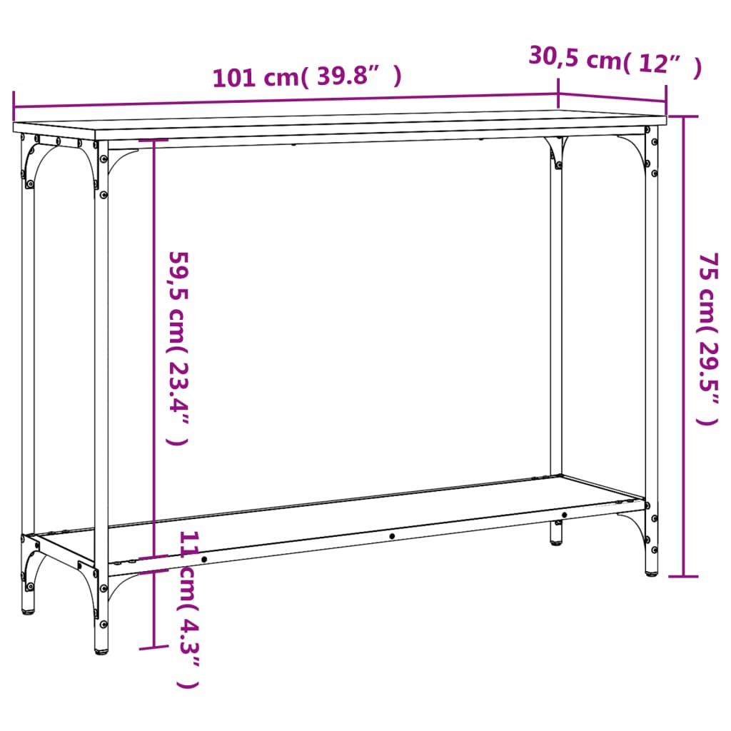 Wandtafel 75x30,5x75 cm bewerkt hout eikenkleurig