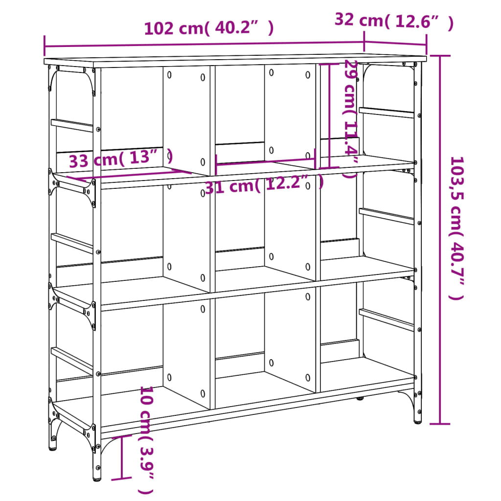 Buffet 102x32x73,5 cm en dérivé du bois, couleur chêne