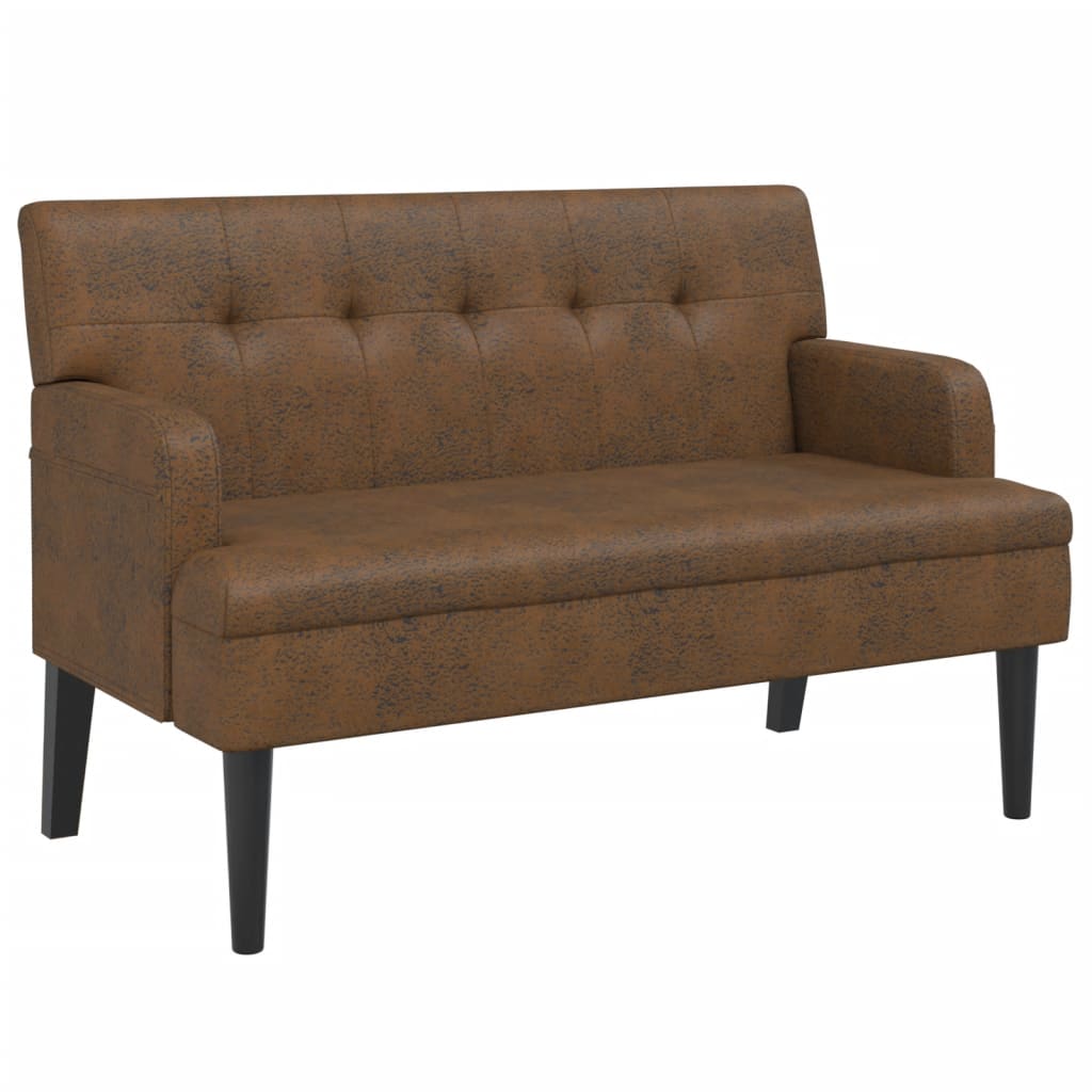 Banc avec dossier 112x65,5x75 cm cuir artificiel marron