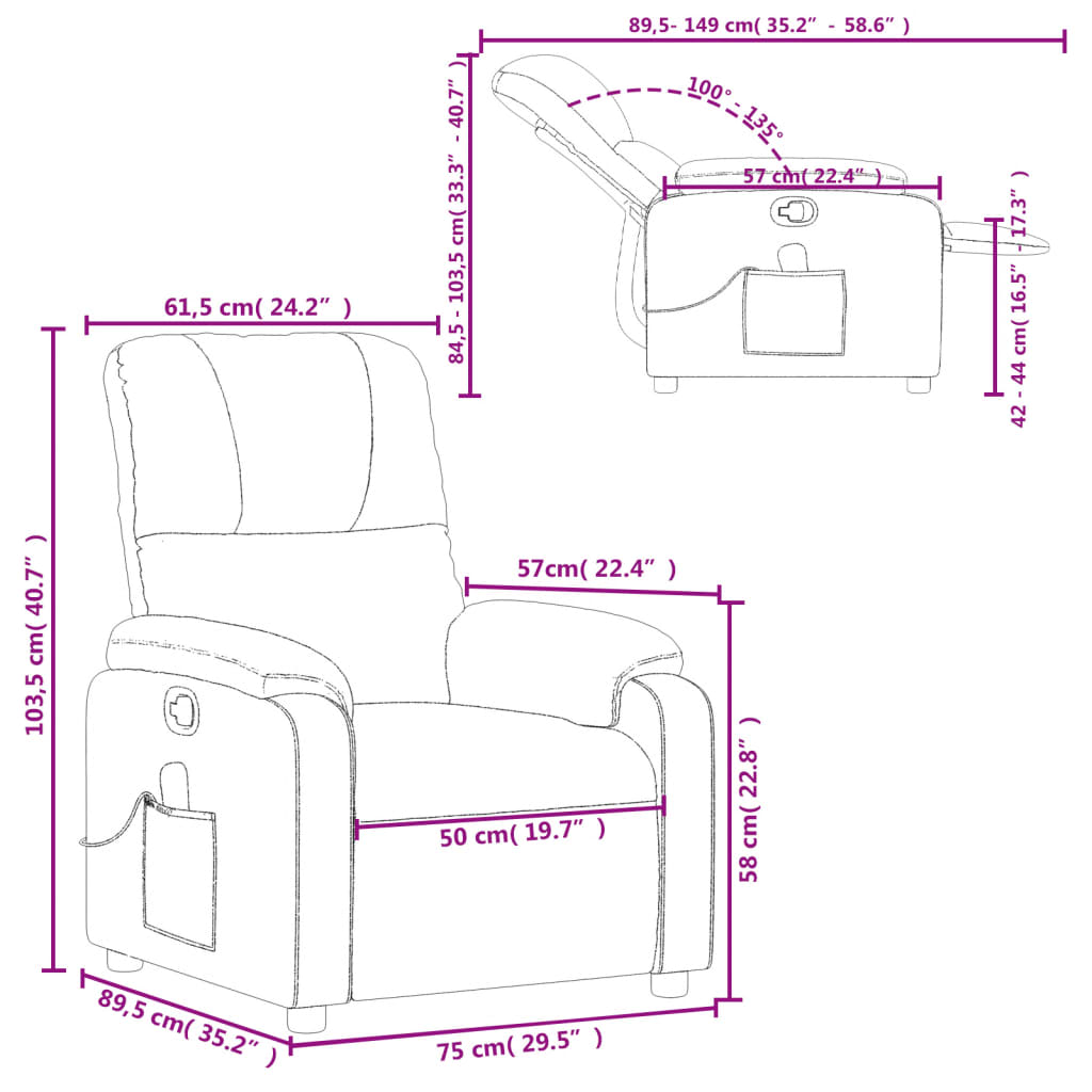 Fauteuil de massage en tissu microfibre à réglage électrique