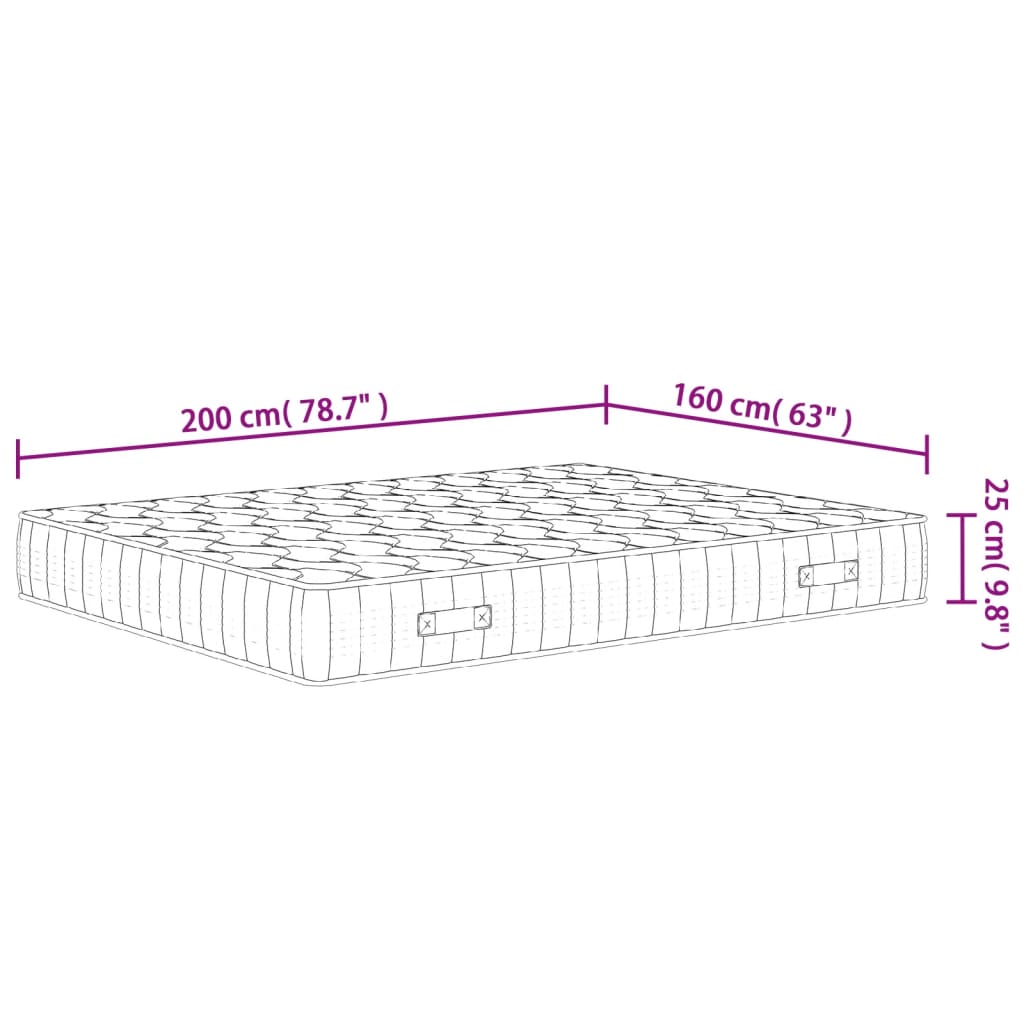 Matelas à ressorts ensachés mi-dur 160x200 cm Super King Size