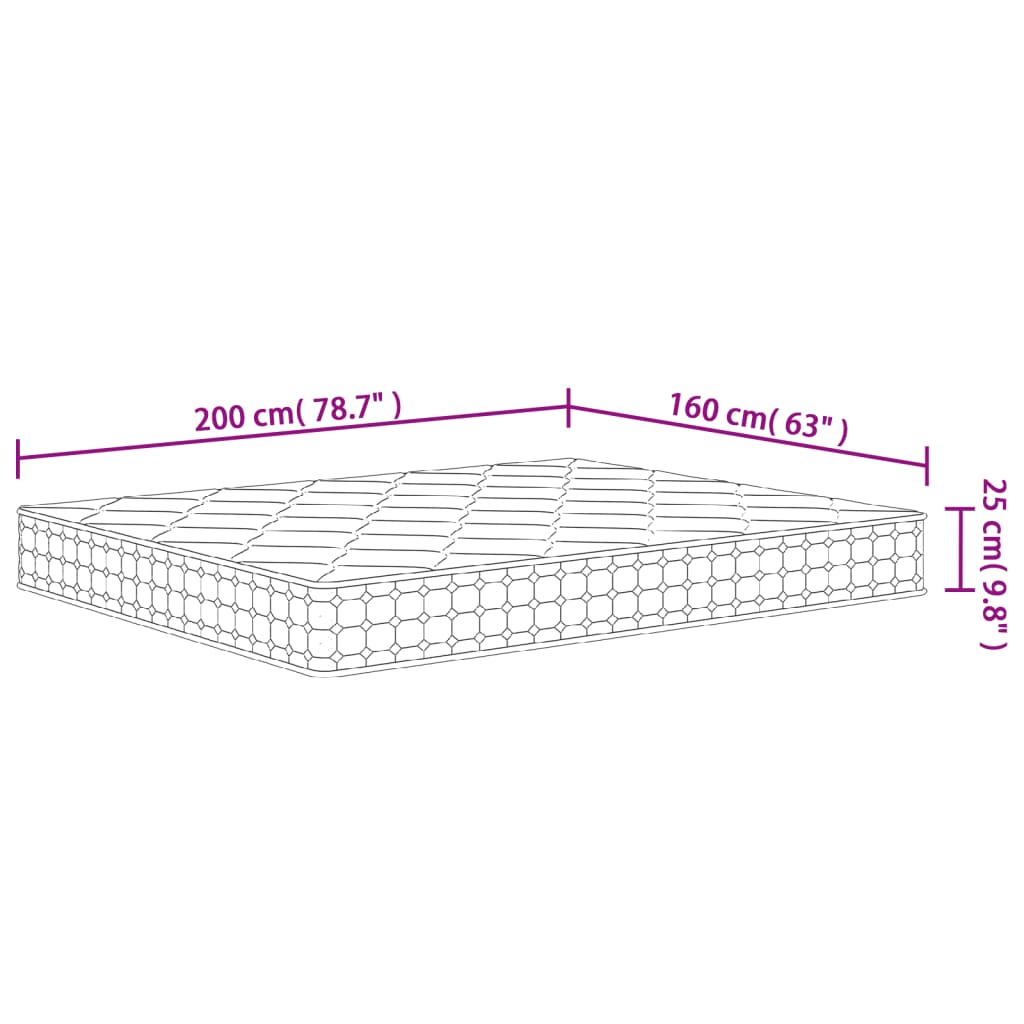 Matelas à ressorts ensachés mi-dur 160x200 cm Super King Size