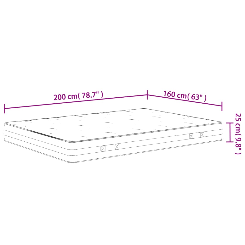 Matelas à ressorts ensachés mi-dur 140x190 cm