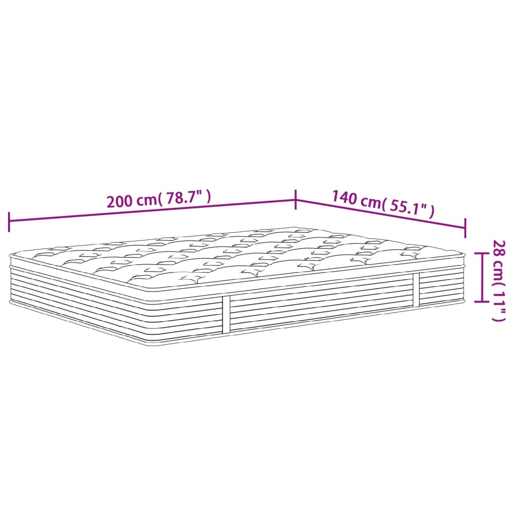 Matelas à ressorts ensachés mi-ferme-plus 90x200 cm