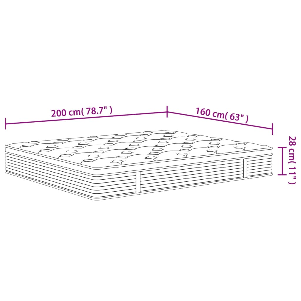 Matelas à ressorts ensachés mi-ferme-plus 90x200 cm