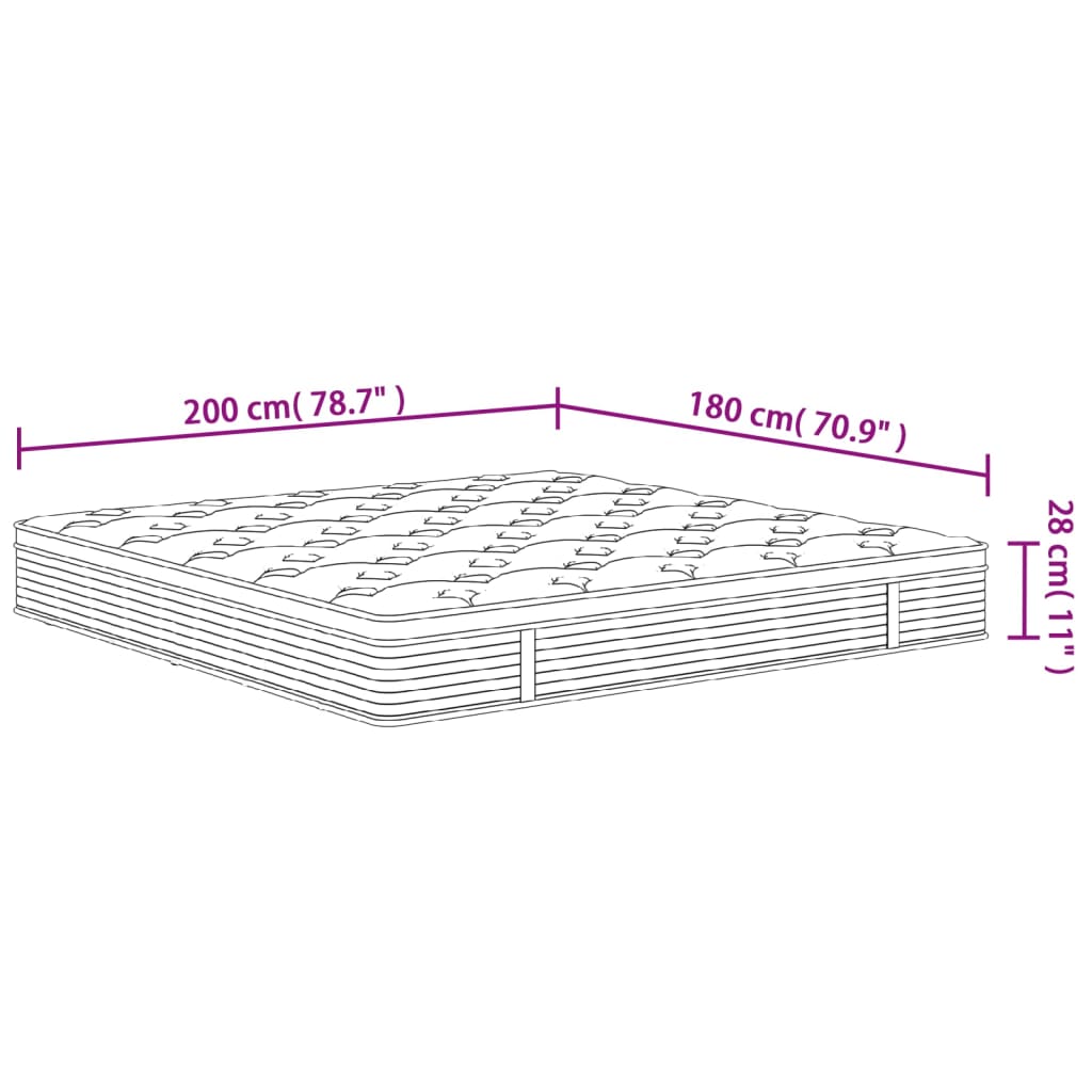 Matelas à ressorts ensachés mi-ferme-plus 90x200 cm