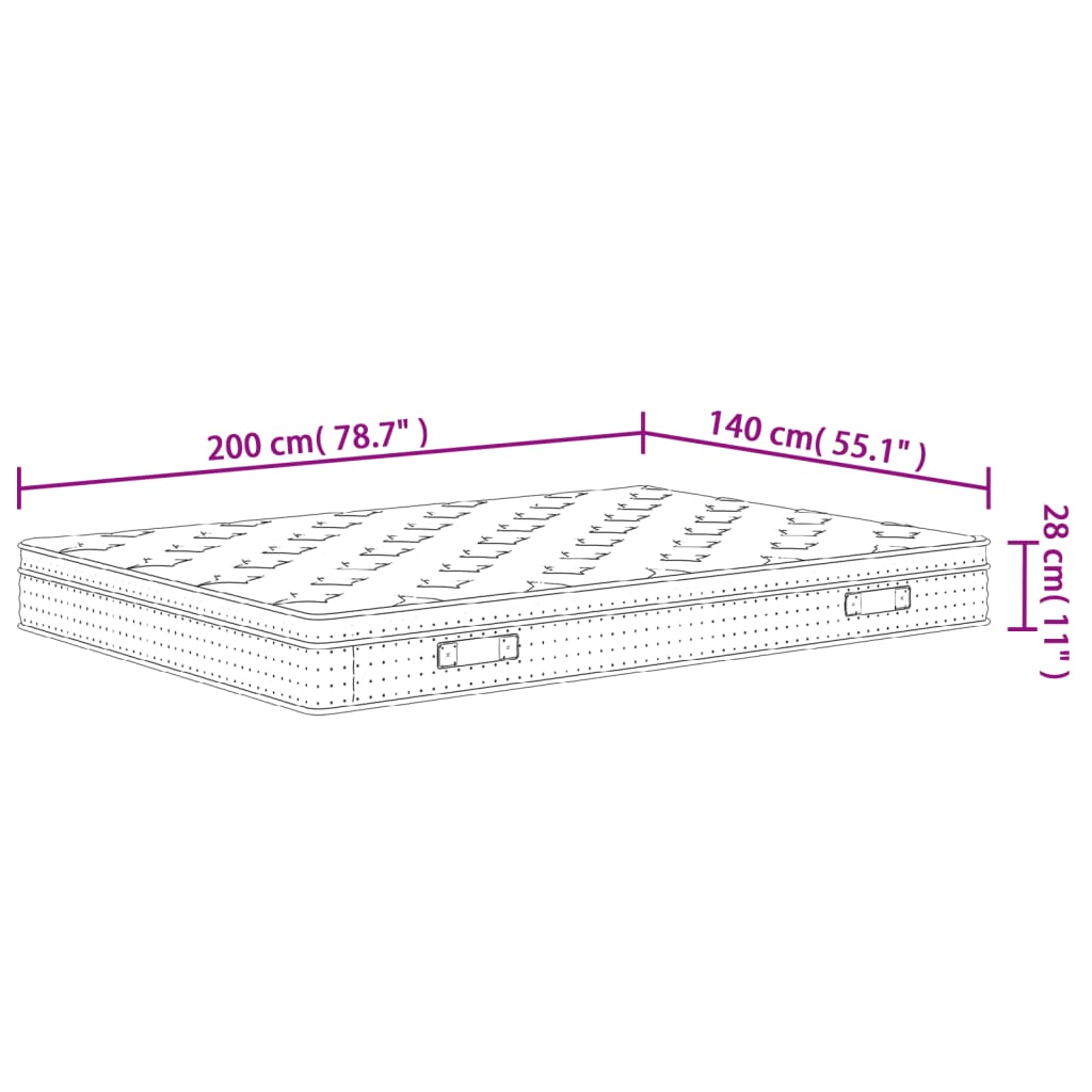 Matelas à ressorts ensachés mi-ferme-plus 70x200 cm