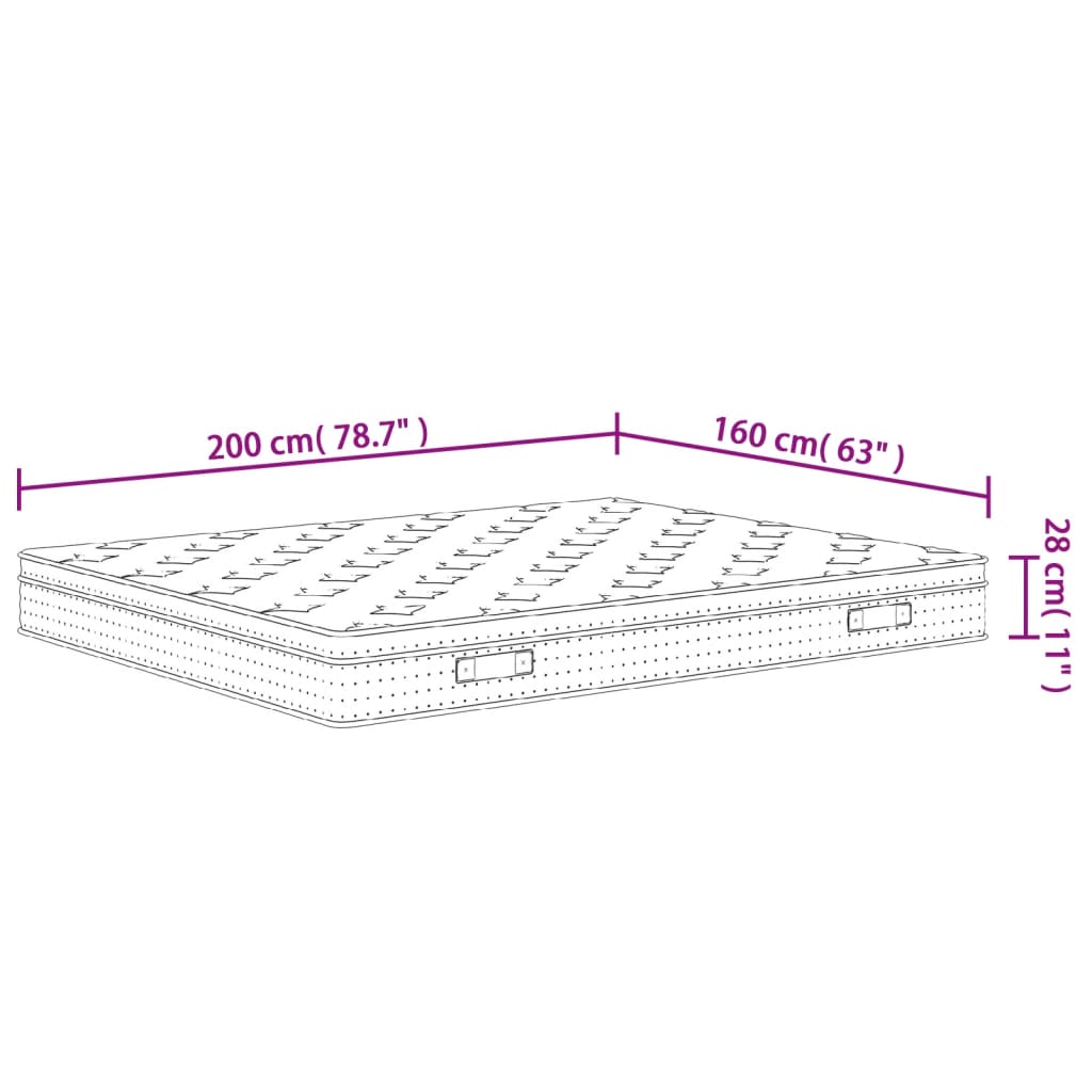 Matelas à ressorts ensachés mi-ferme-plus 70x200 cm