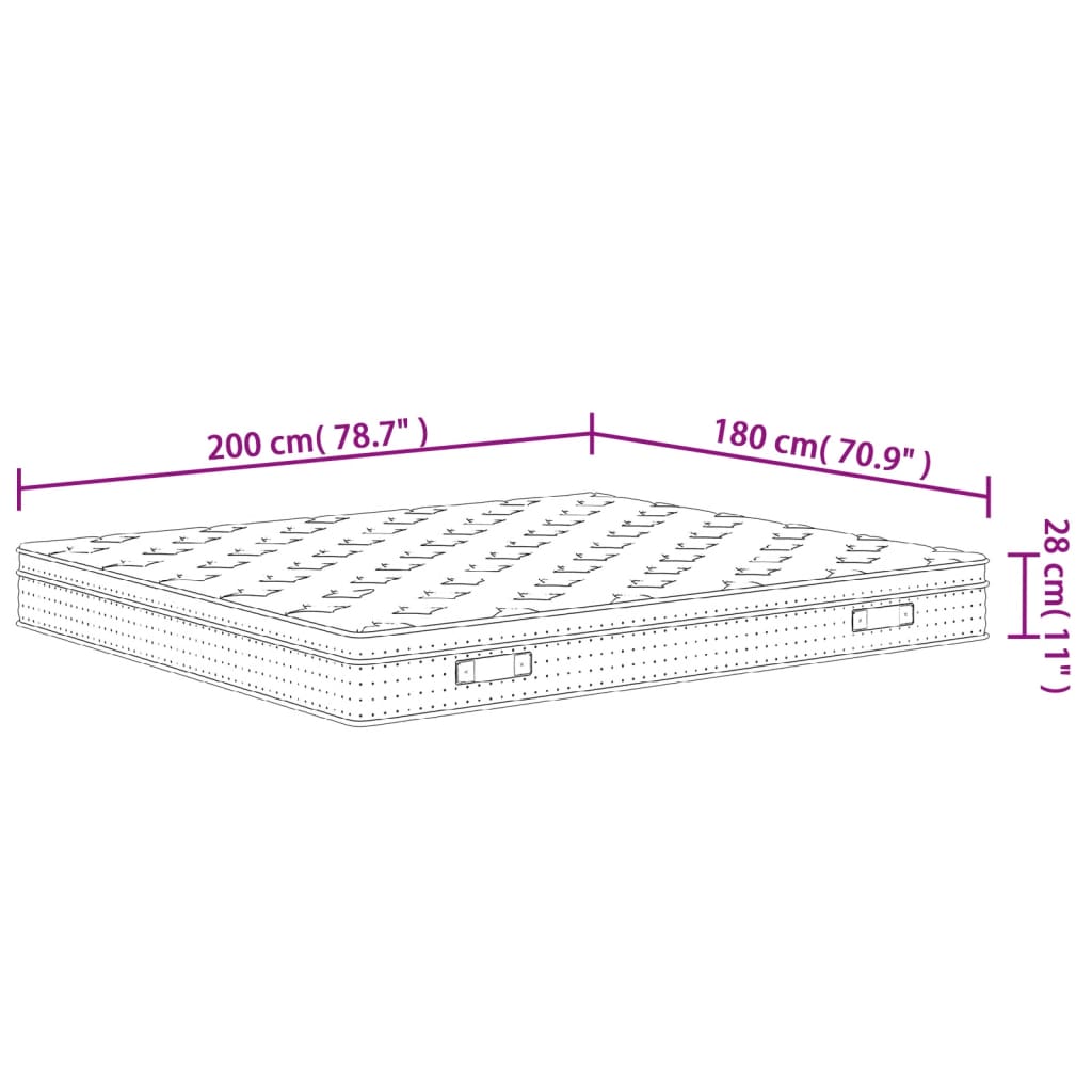 Matelas à ressorts ensachés mi-ferme-plus 70x200 cm