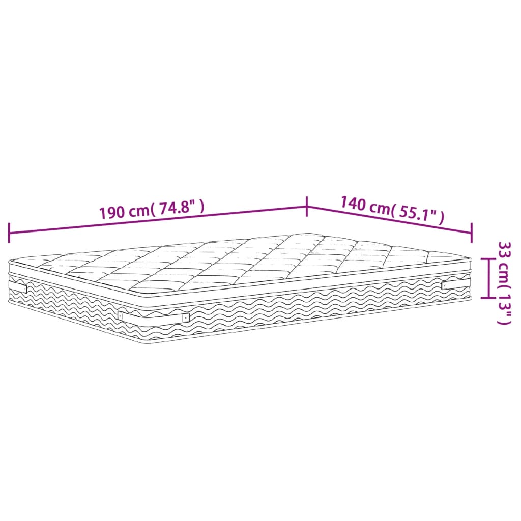 Pocketveringmatras middelhard-plus 200x200 cm