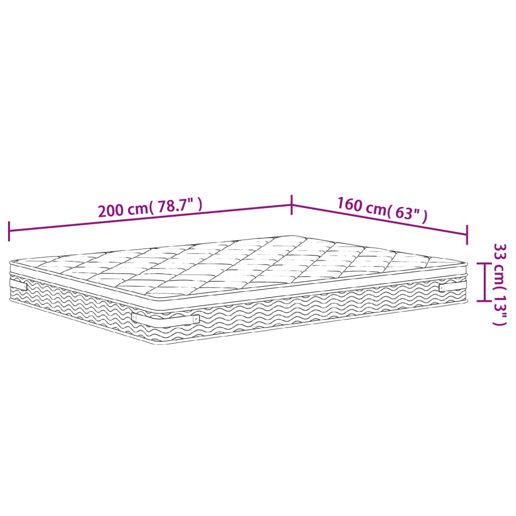 Matelas à ressorts ensachés mi-ferme-plus 200x200 cm