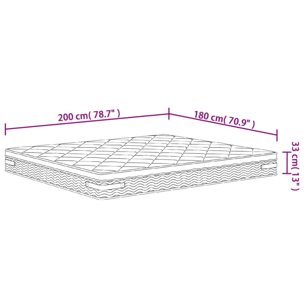 Matelas à ressorts ensachés mi-ferme-plus 200x200 cm