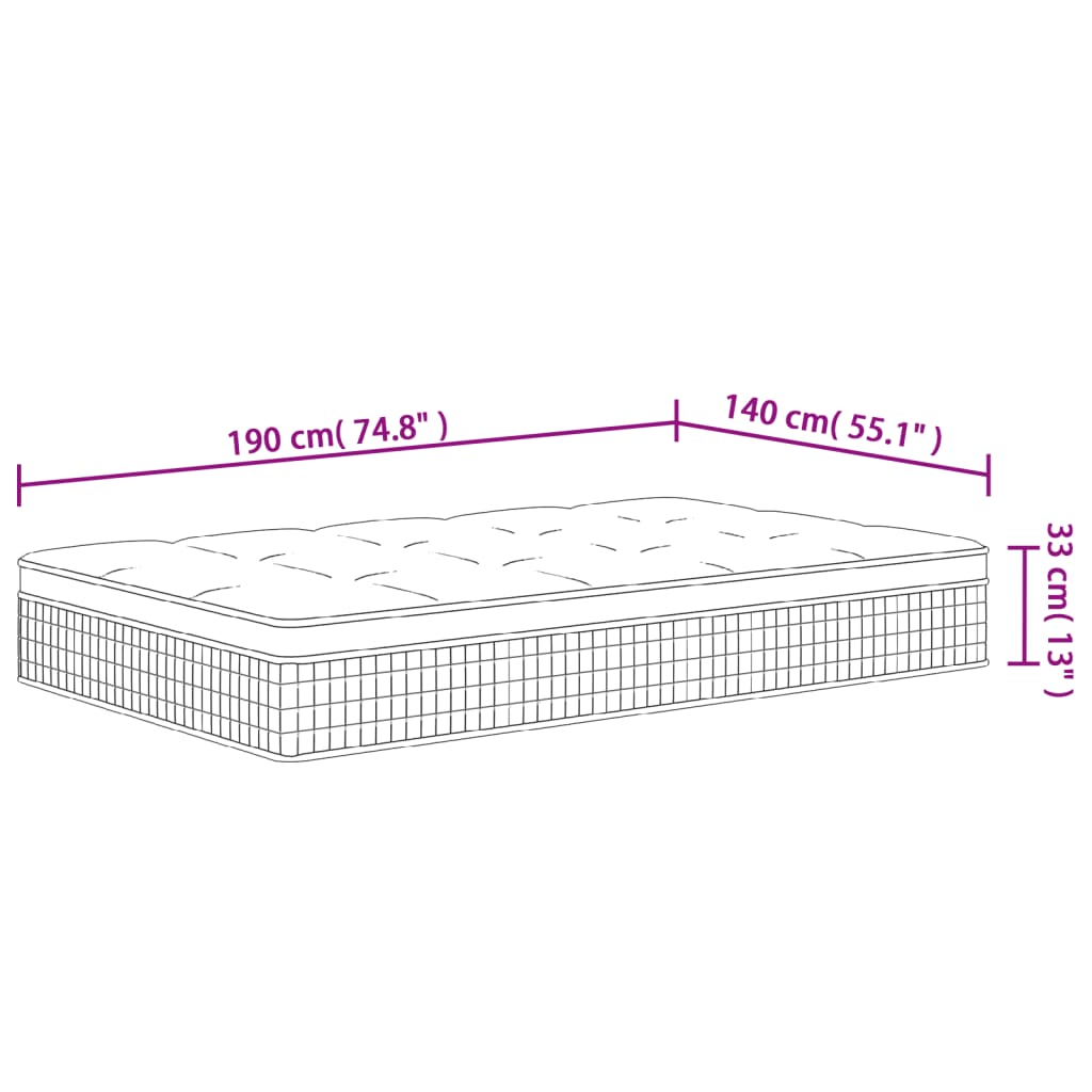 Matelas à ressorts ensachés mi-dur 200x200 cm