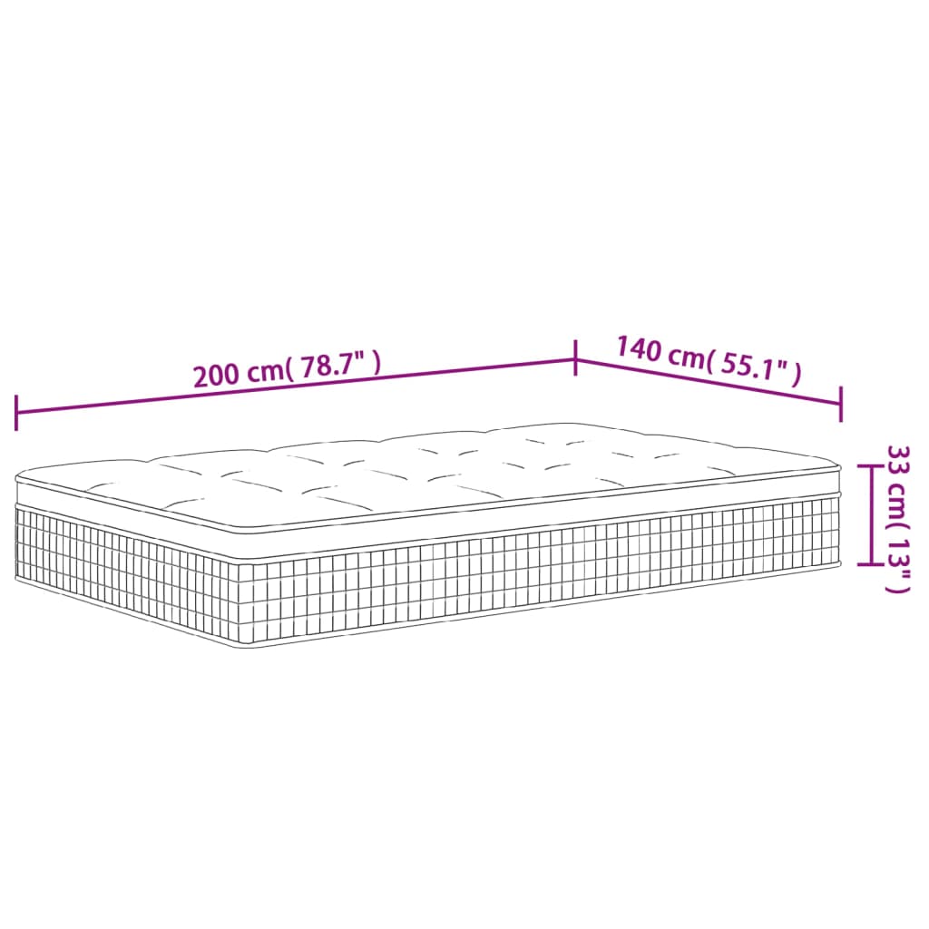 Matelas à ressorts ensachés mi-dur 200x200 cm