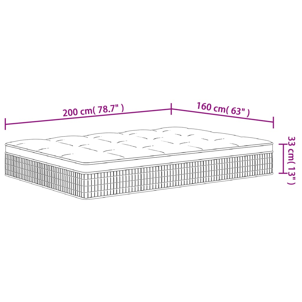 Matelas à ressorts ensachés mi-dur 200x200 cm