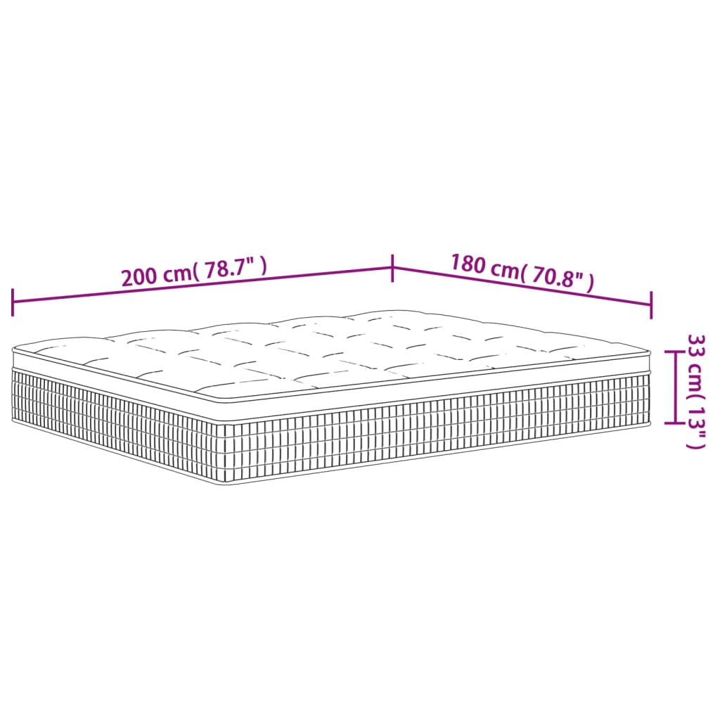 Pocketveringmatras middelhard-hard 200x200 cm