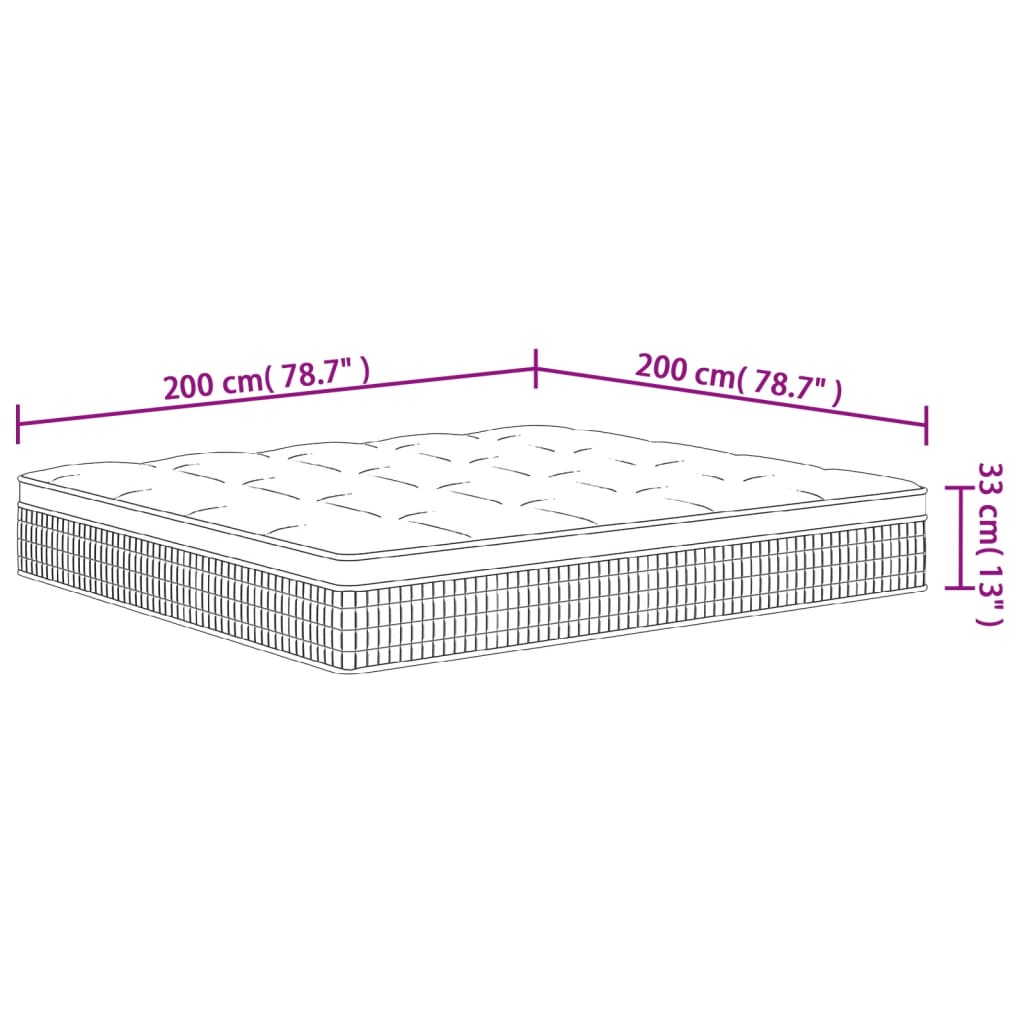 Pocketveringmatras middelhard-hard 200x200 cm