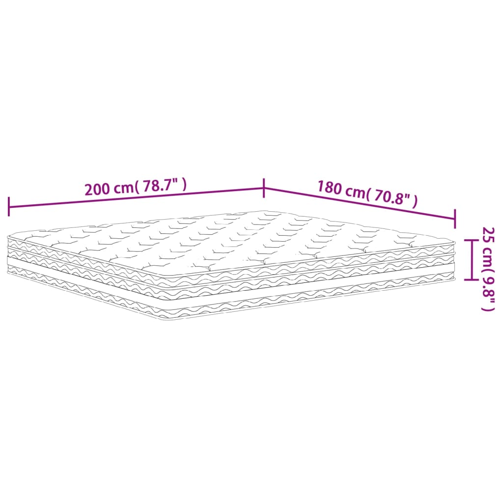 Matelas à ressorts ensachés mi-dur 200x200 cm