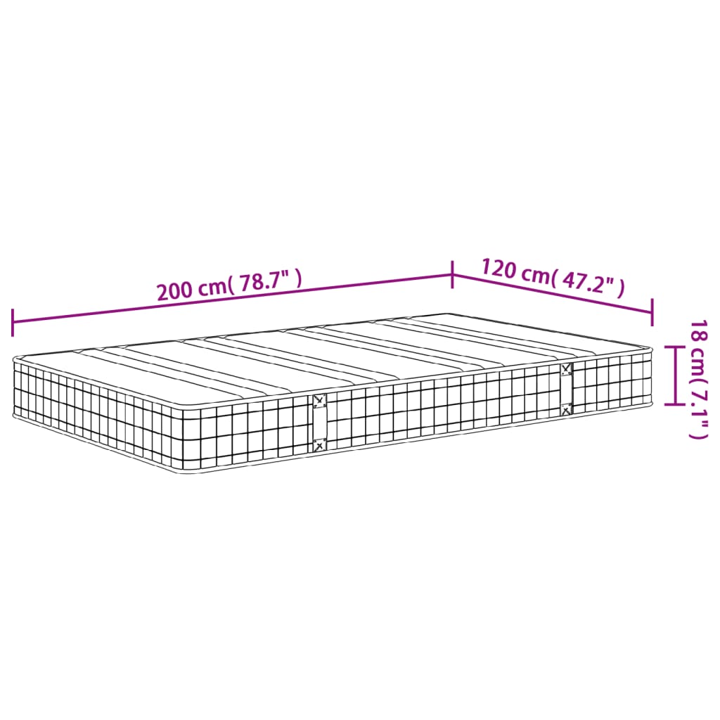 Binnenveringmatras middelhard 70x200 cm