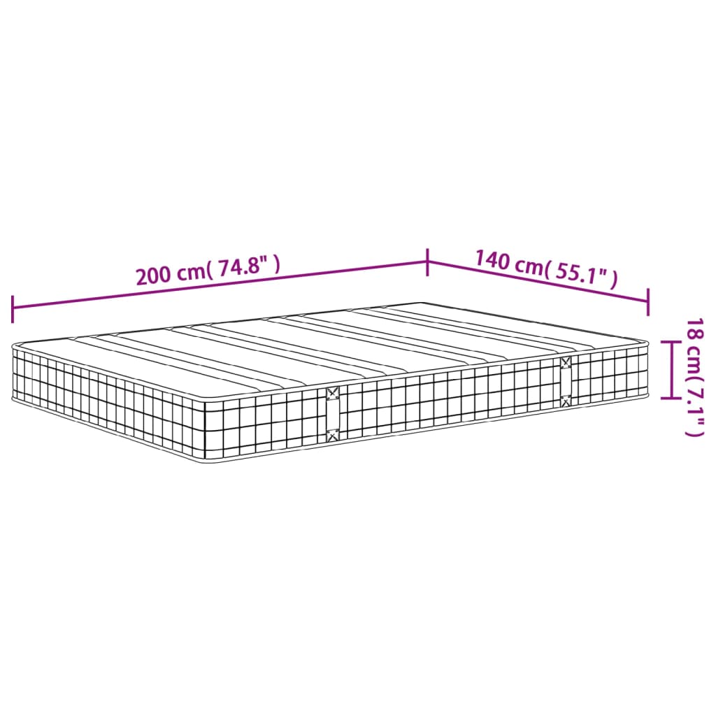 Binnenveringmatras middelhard 70x200 cm