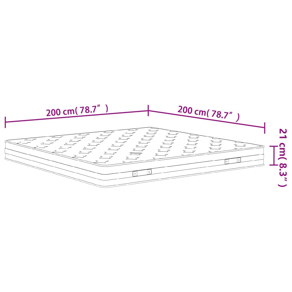 Matelas à ressorts mi-ferme 200x200 cm King Size