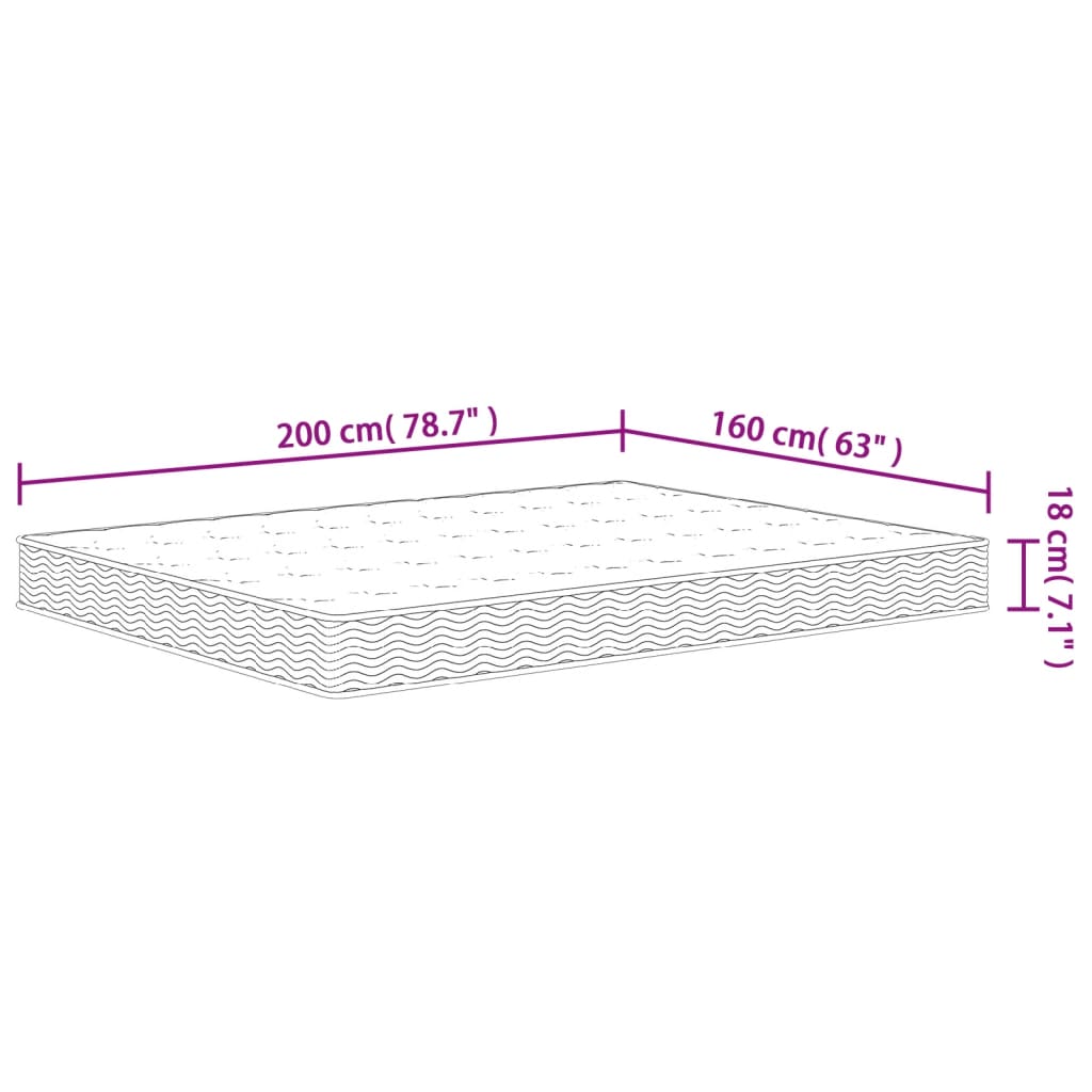 Binnenveringmatras middelhard 80x200 cm