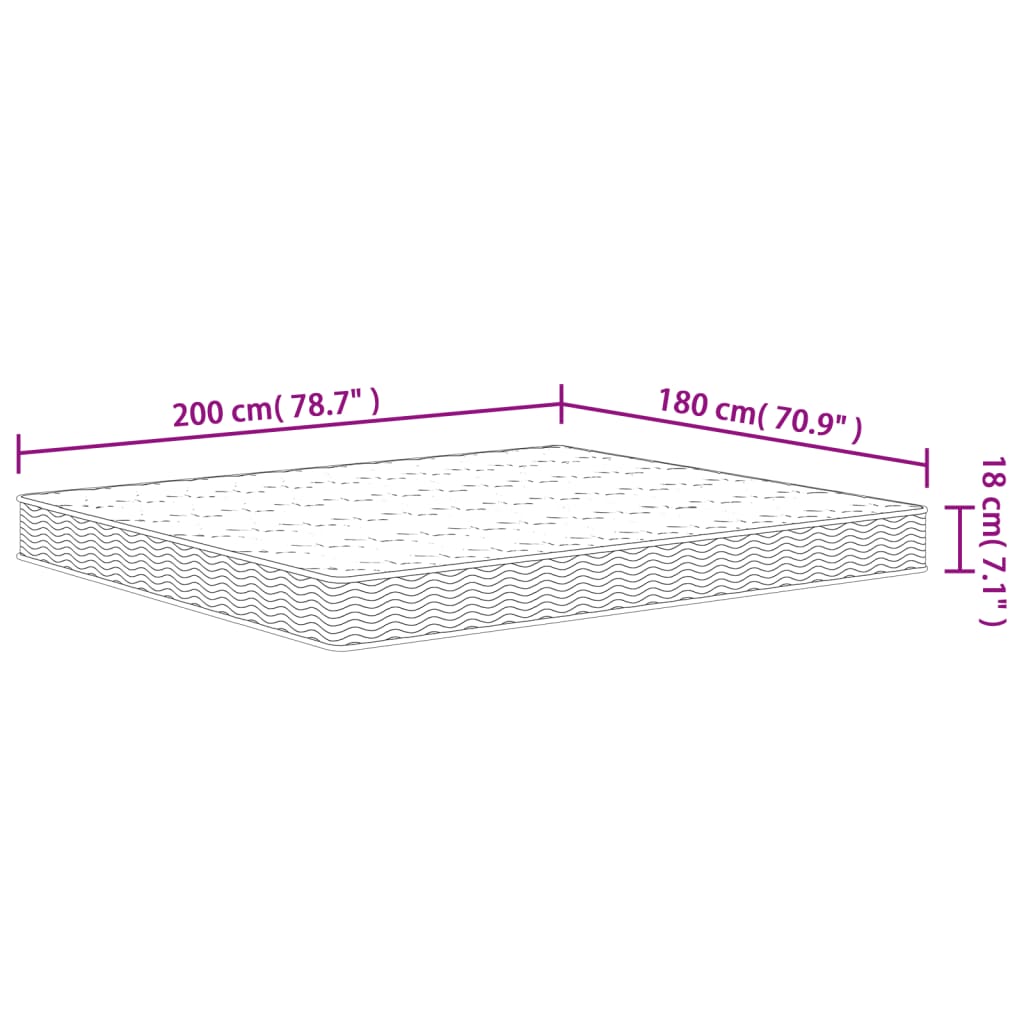 Binnenveringmatras middelhard 80x200 cm