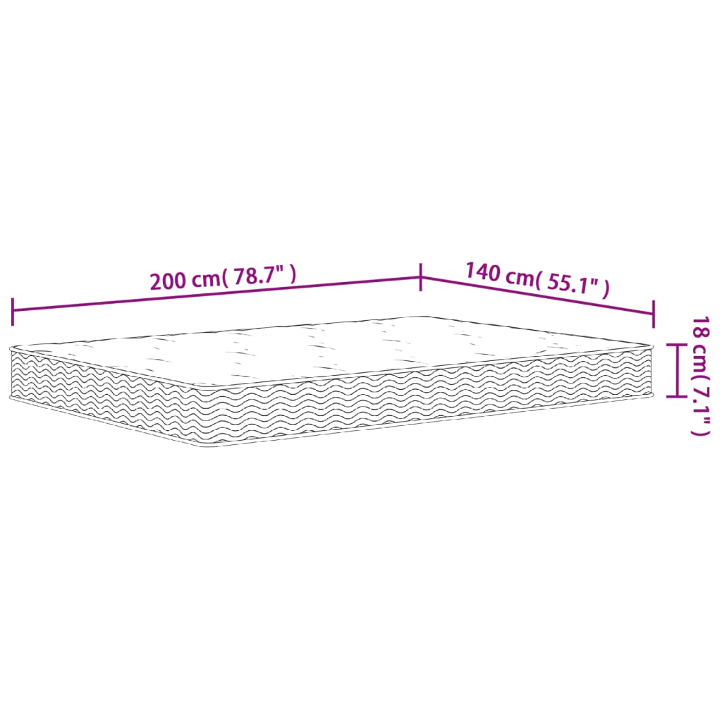 Matelas à ressorts mi-dur 70x200 cm