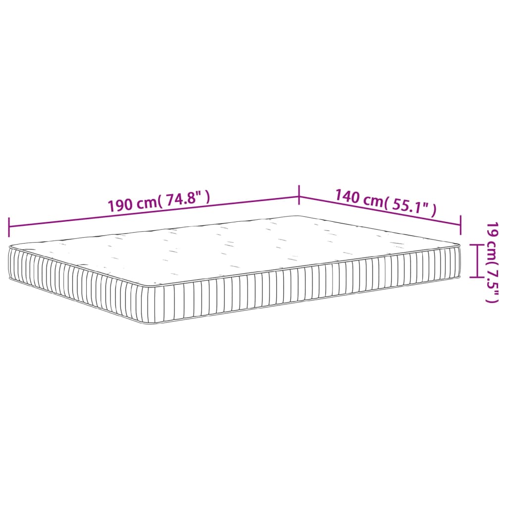 Pocketveringmatras middelhard 140x200 cm