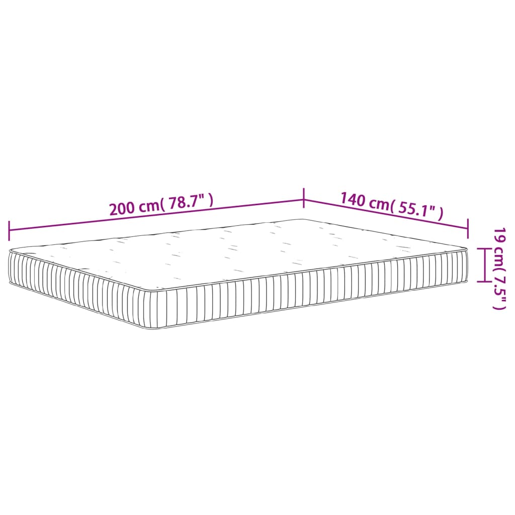 Pocketveringmatras middelhard 140x200 cm