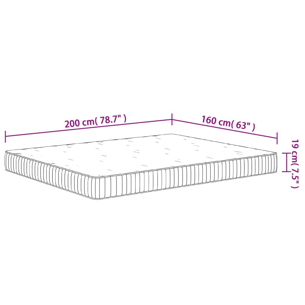 Pocketveringmatras middelhard 140x200 cm