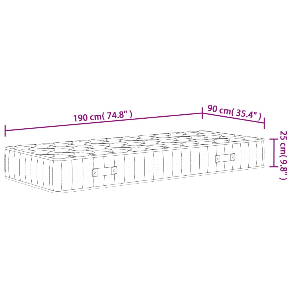 Pocketveringmatras middelhard-hard 160x200 cm Super King Size