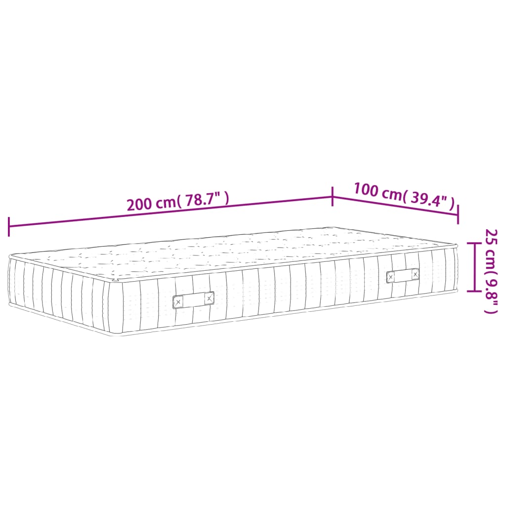 Matelas à ressorts ensachés mi-dur 160x200 cm Super King Size