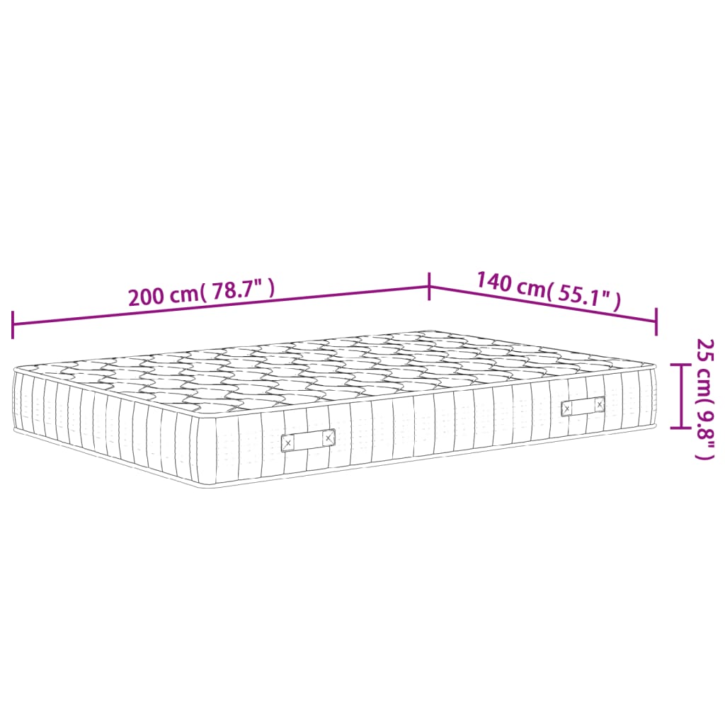 Matelas à ressorts ensachés mi-dur 160x200 cm Super King Size