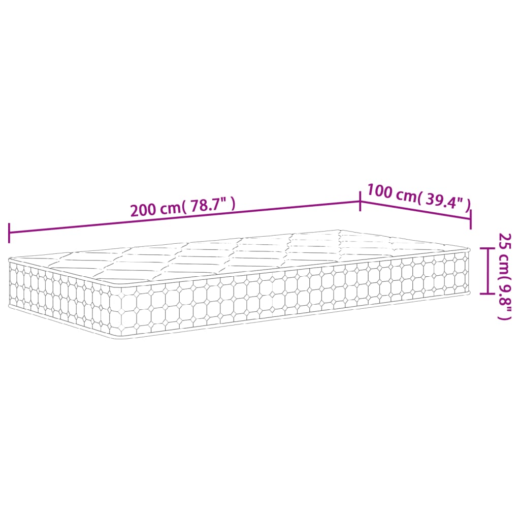 Matelas à ressorts ensachés mi-dur 160x200 cm Super King Size