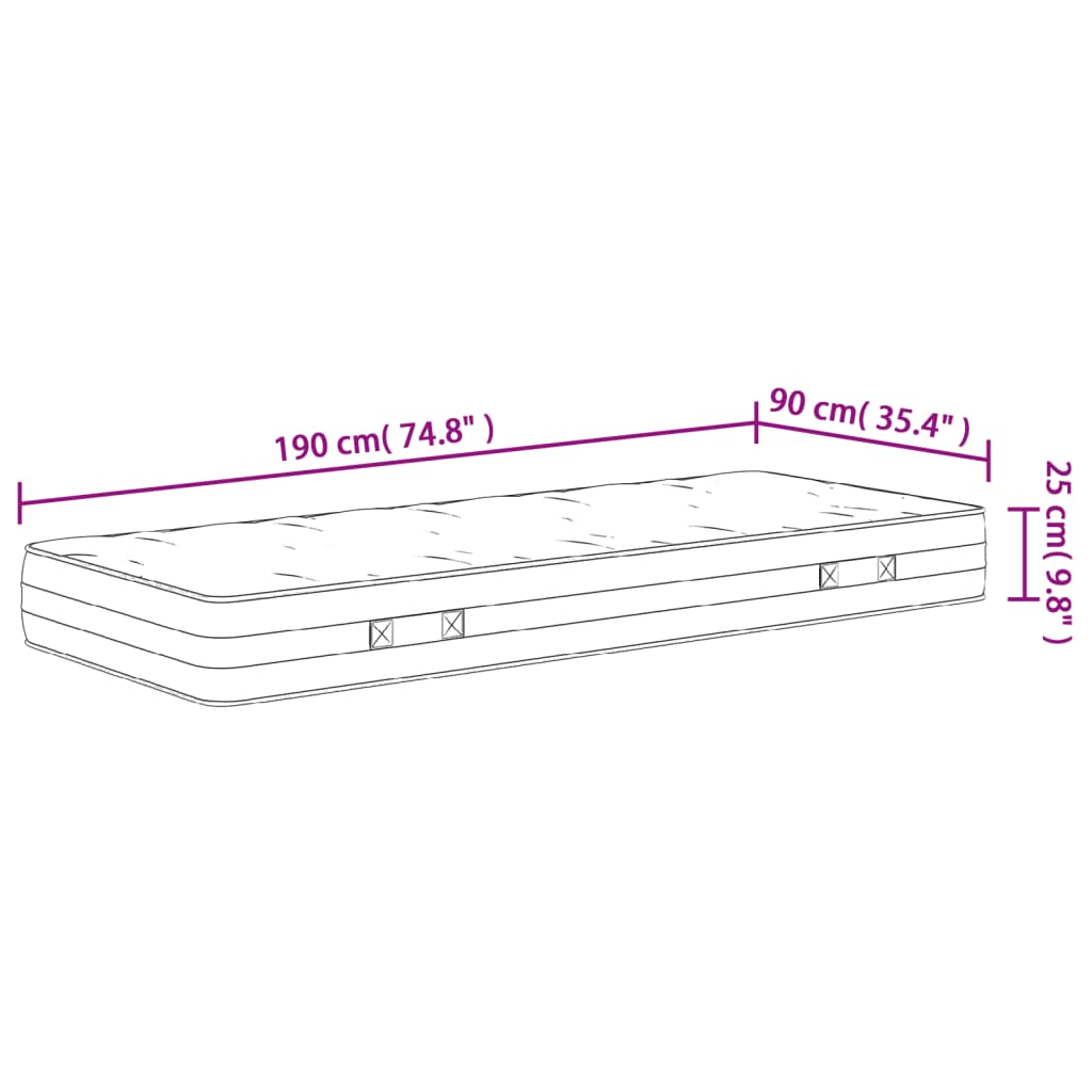 Matelas à ressorts ensachés mi-dur 140x190 cm