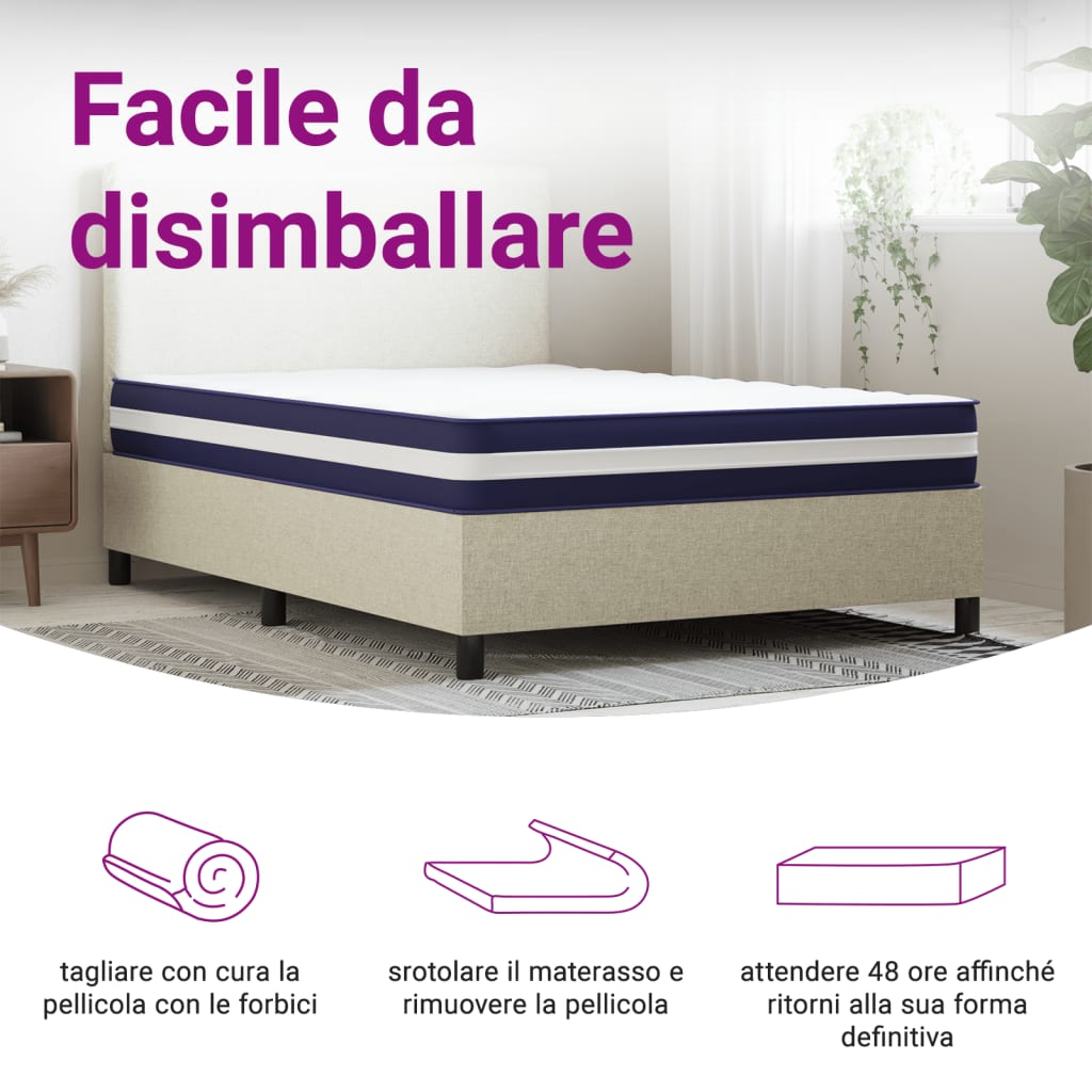 Matelas à ressorts ensachés mi-dur 140x190 cm