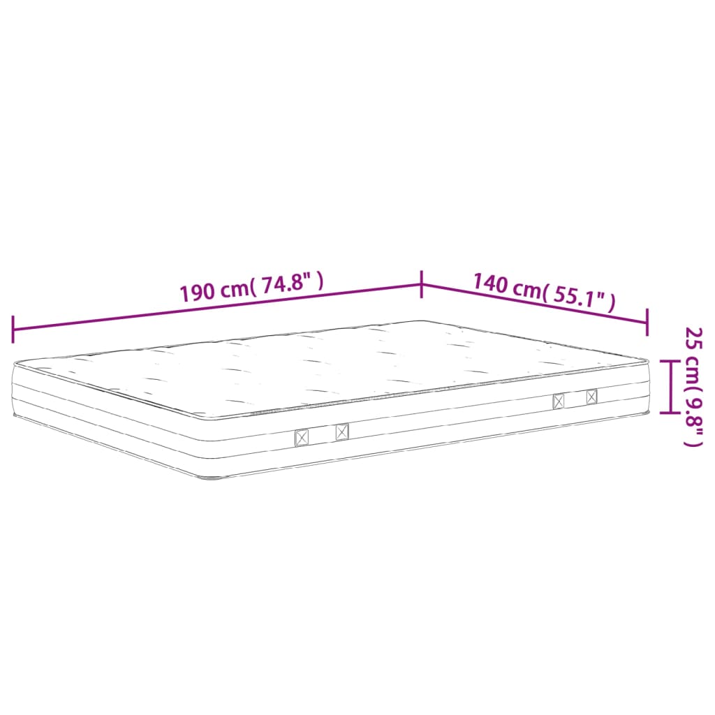 Pocketveringmatras middelhard-hard 140x190 cm