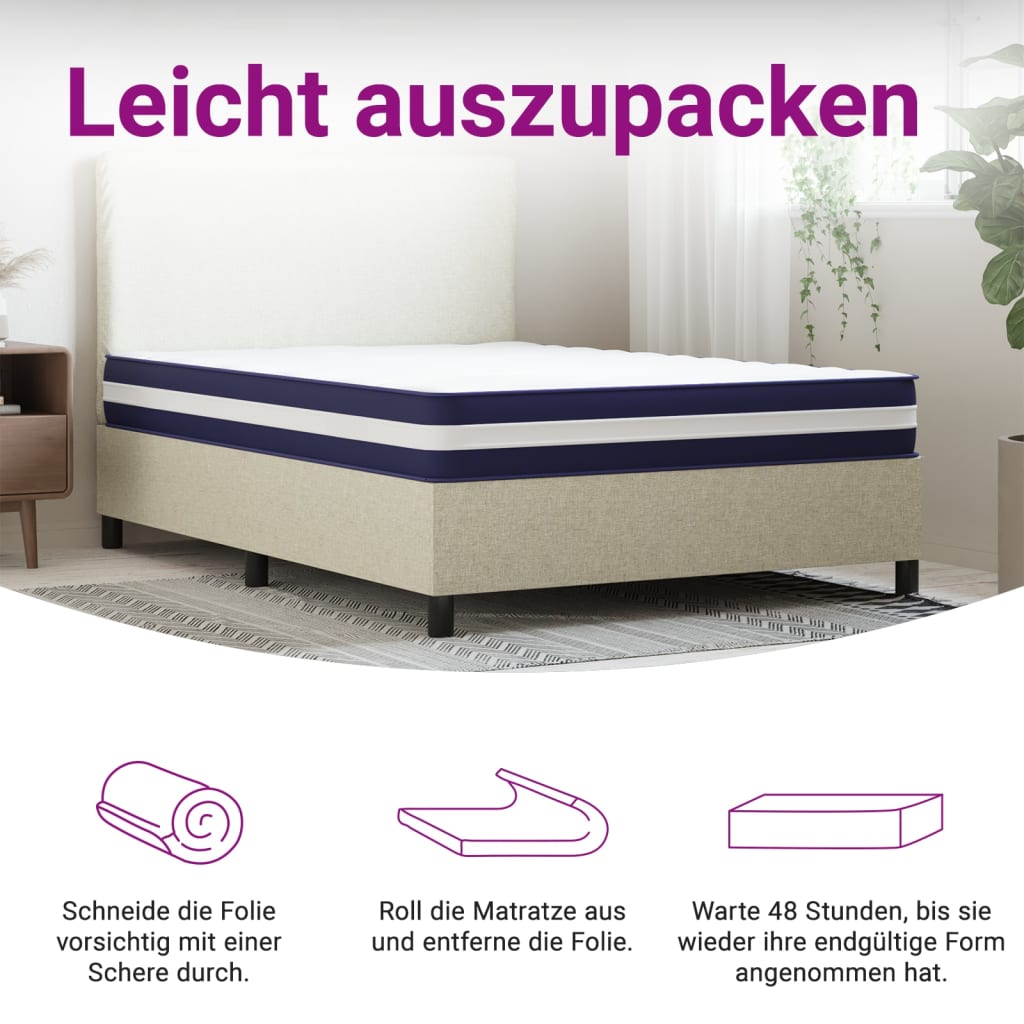 Matelas à ressorts ensachés mi-dur 140x190 cm