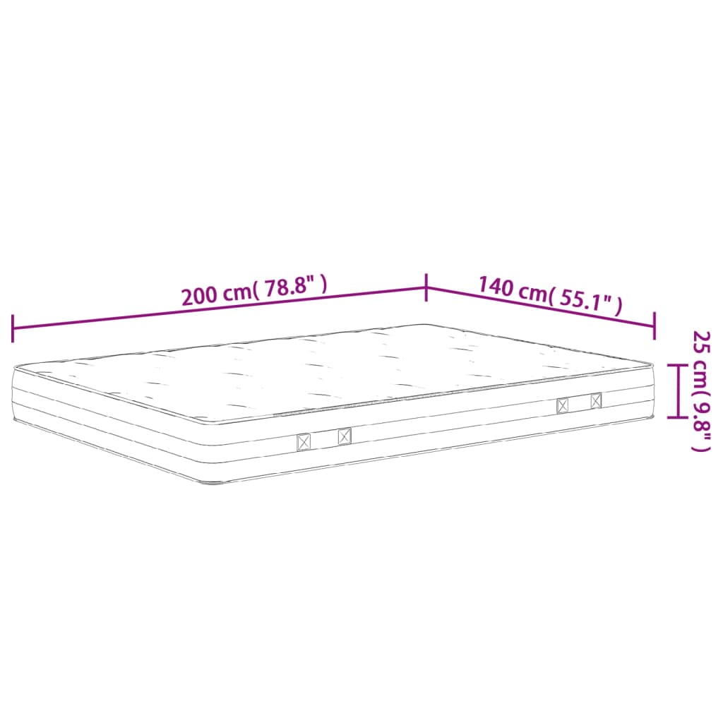 Pocketveringmatras middelhard-hard 140x190 cm